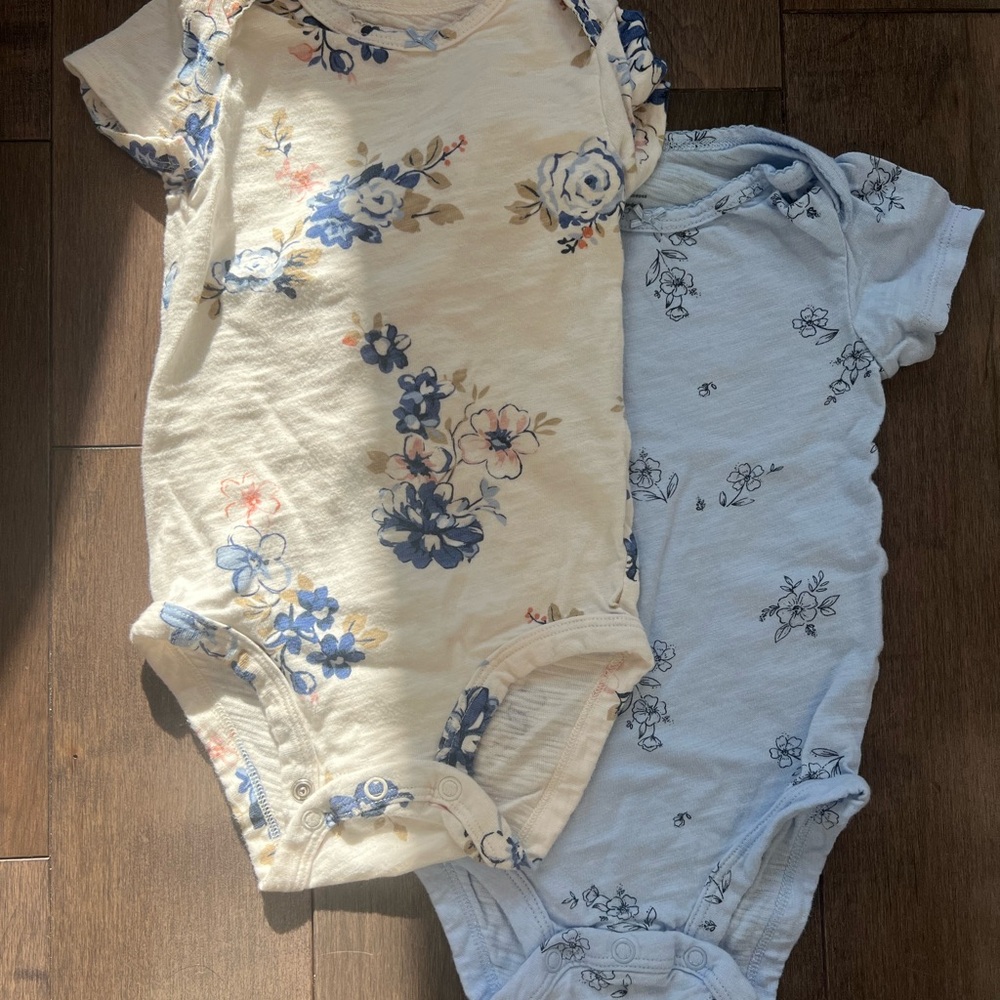 Carter's Floral and Blue Bodysuits